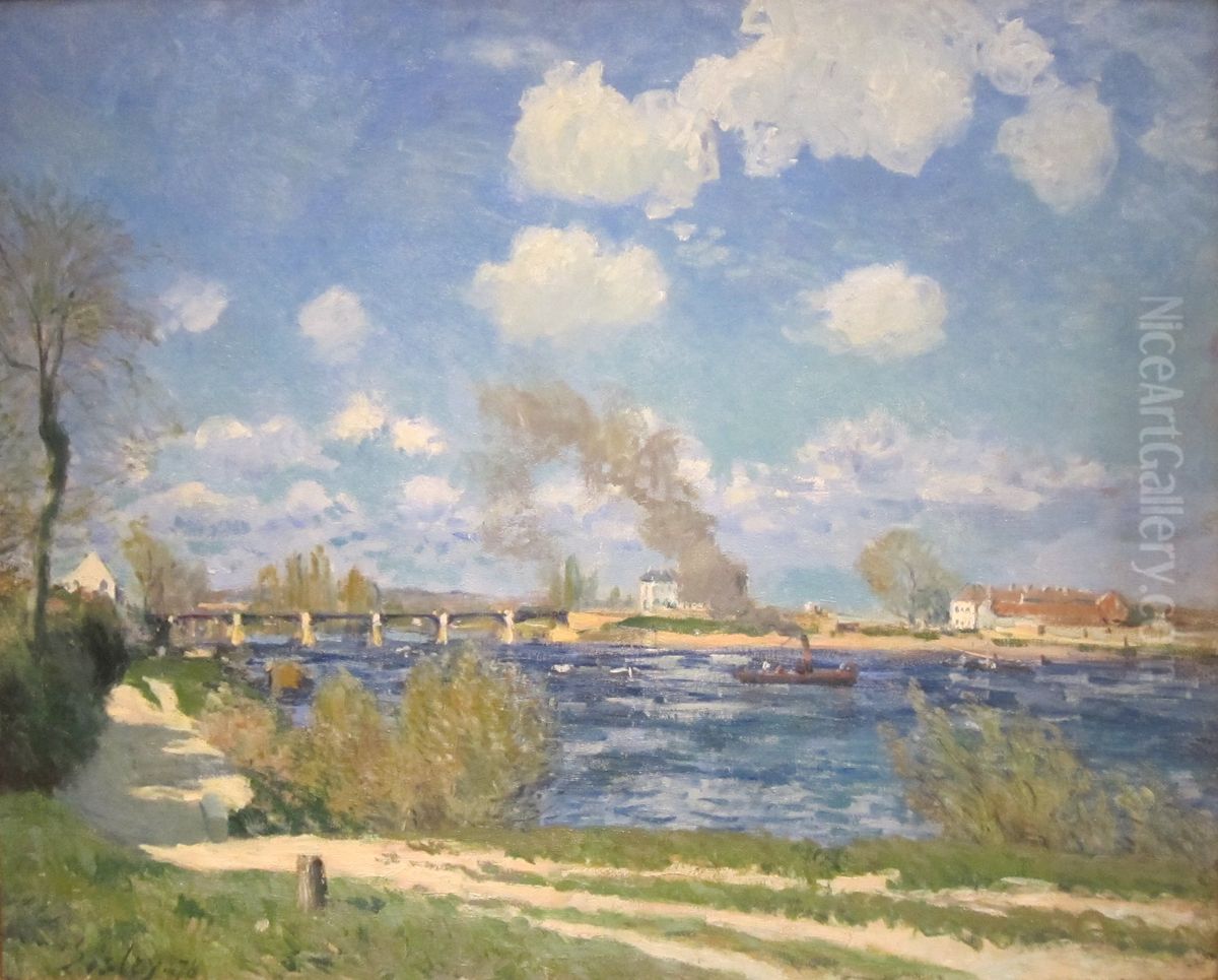 Bougival Oil Painting by Alfred Sisley