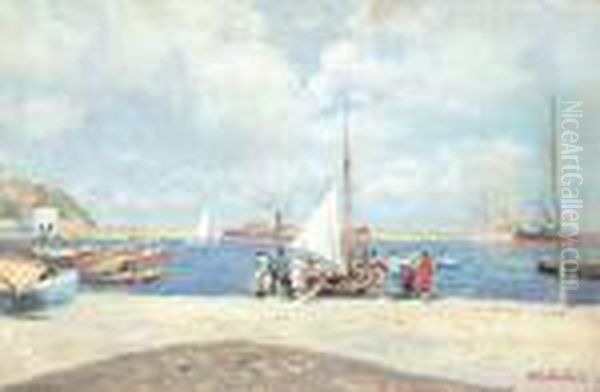 Spiaggia Con Figure Oil Painting by Attilio Pratella