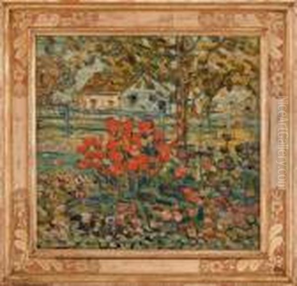 An Old Fashioned Garden Oil Painting by Maurice Brazil Prendergast
