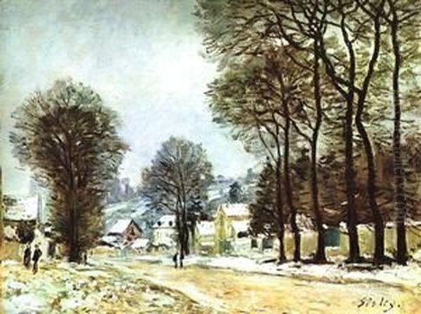 Snow at Louveciennes Oil Painting by Alfred Sisley