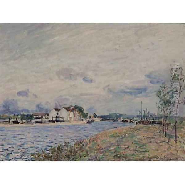The Embankments of the Loing at Saint-Mammes Oil Painting by Alfred Sisley