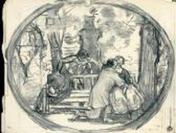 Pierrot Et Arlequin Oil Painting by Rene Xavier Francois Prinet