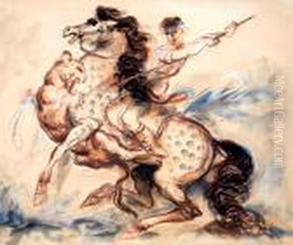 Souboj Oil Painting by Antonin Prochazka