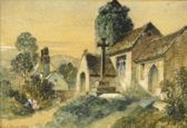 The Village Church Oil Painting by Samuel Prout