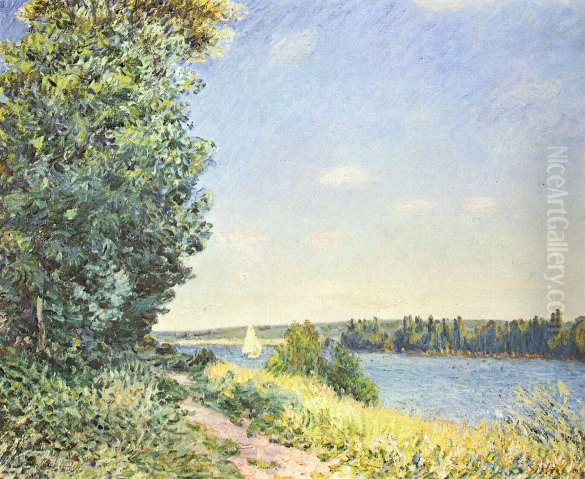Normandie, Pfad am Wasser, abends bei Sahurs Oil Painting by Alfred Sisley