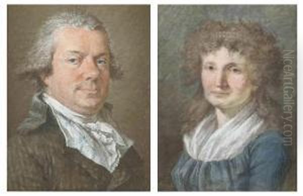 Portrait Of Claude-marie Rey De 
Morande, Bust-length, In A Whitestock And A Brown And Grey Striped Coat Oil Painting by Pierre-Paul Prud'hon