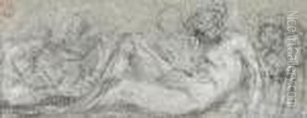 L'apres-midi Et Le Matin : Deux 
Etudes Pour Le Decor Du Salon Dela Richesse De L'hotel De Lannoy Oil Painting by Pierre-Paul Prud'hon