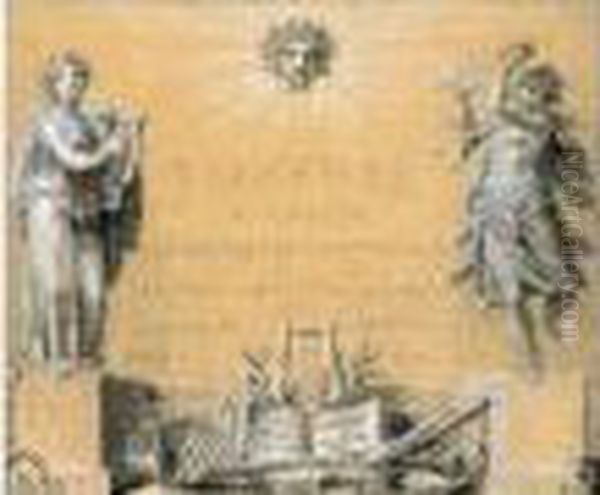 Carte D'invitation Figurant Une Allegorie De La Musique Oil Painting by Pierre-Paul Prud'hon