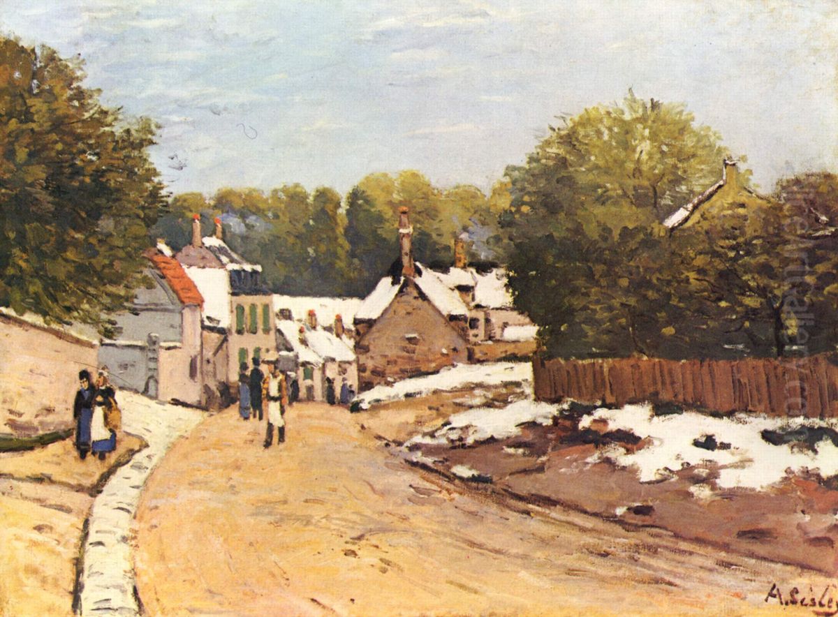 Early Snow at Louveciennes Oil Painting by Alfred Sisley