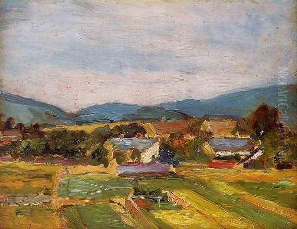 Landscape In Lower Austria Oil Painting by Egon Schiele