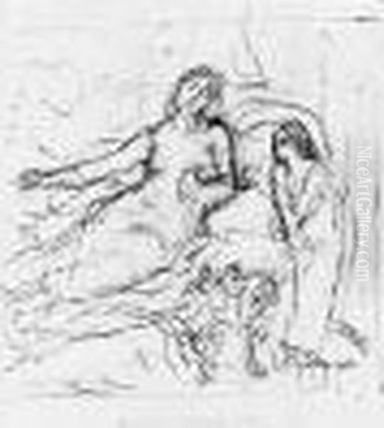 Tete De Femme Oil Painting by Pierre-Cecile Puvis De Chavannes