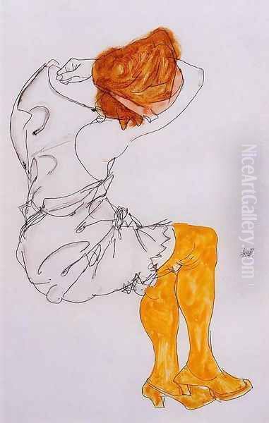 Das Schlafende Madchen Oil Painting by Egon Schiele