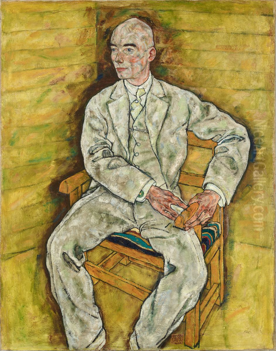 Portrait Of Victor Ritter Von Bauer Oil Painting by Egon Schiele