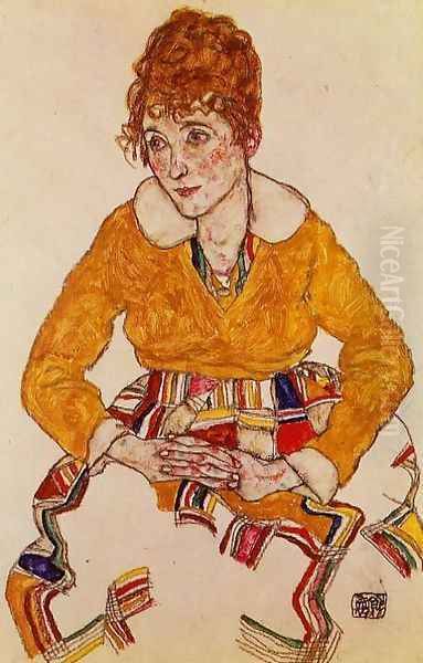 Portrait Of The Artists Wife Oil Painting by Egon Schiele