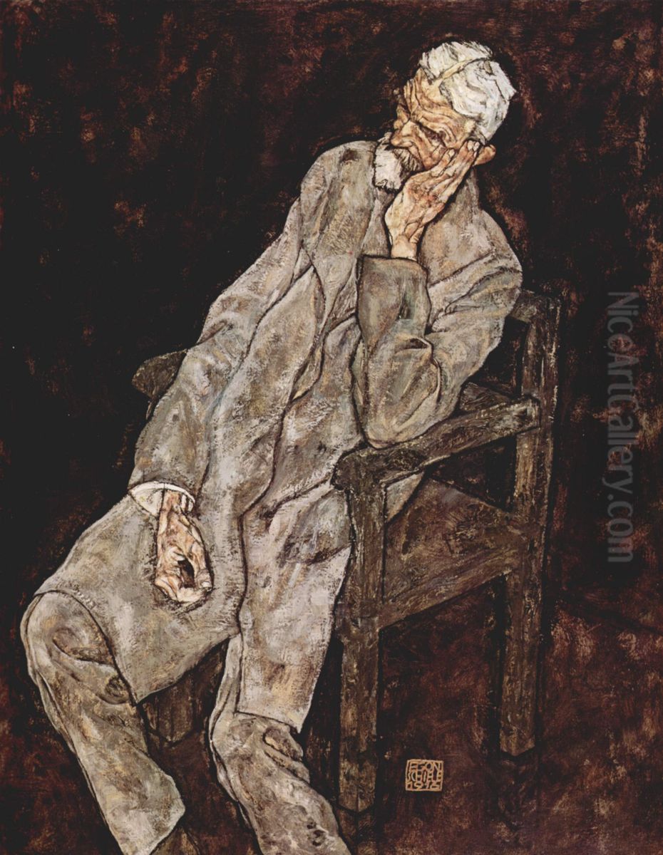 Portrait Of Johann Harms Oil Painting by Egon Schiele