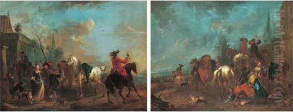 scene De Cavalerie Oil Painting by August Querfurt