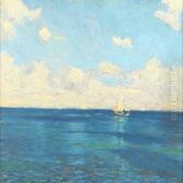 Sailing Boats On Aquiet Summer Day Oil Painting by Victor H.W. Qvistorff