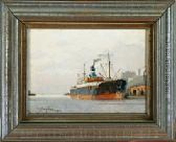 A Habour Scenery From Copenhagen Oil Painting by Victor H.W. Qvistorff