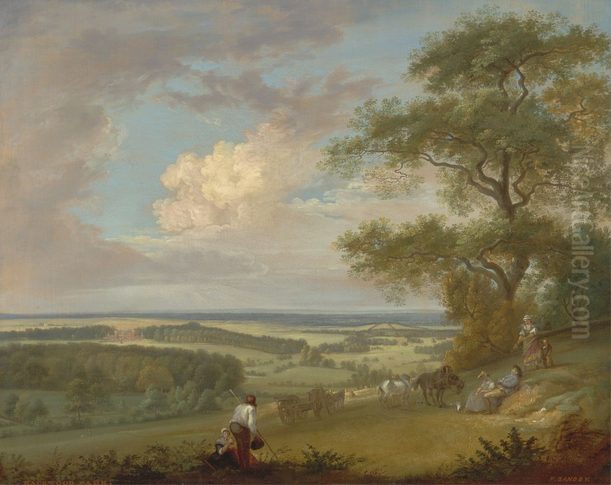 Hackwood Park, Hampshire Oil Painting by Paul Sandby