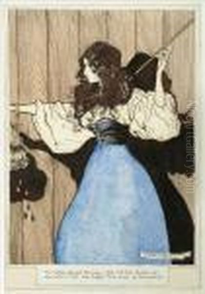 The Maiden Fetched The Magic 
Wand, And Then She Took Her Step Sister's Head And Dropped Three Drops 
Of Blood From It Oil Painting by Arthur Rackham