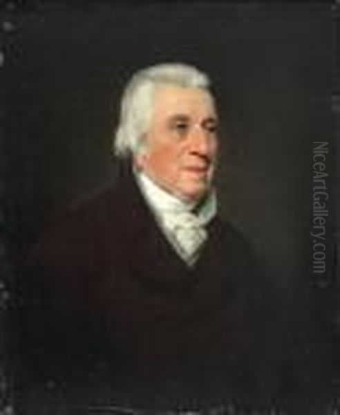 Robert Maitland 
Head And Shoulders, Wearing A Brown Coat And A White Stock Oil Painting by Sir Henry Raeburn
