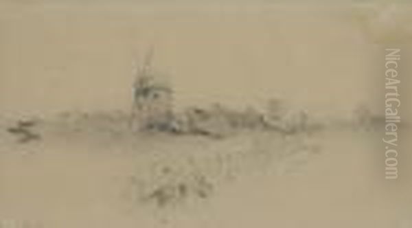 Landscape With A Procession Of Mounted Soldiers And Awindmill Oil Painting by Auguste Raffet