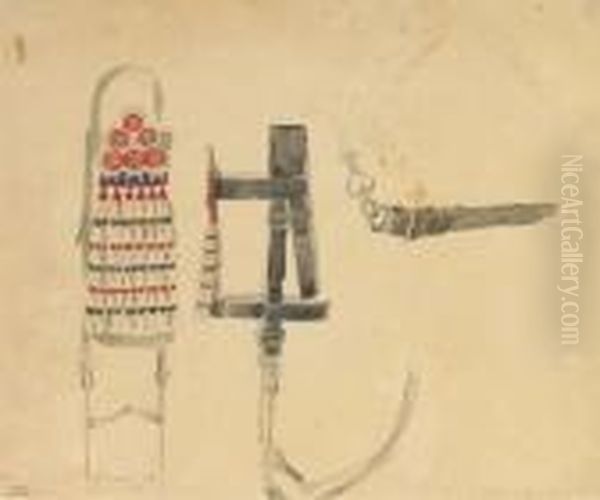 Quatre Dessins Representant Des 
Etudes De Selles, De Mors Andalous Et De Licols Et Harnais Oil Painting by Auguste Raffet