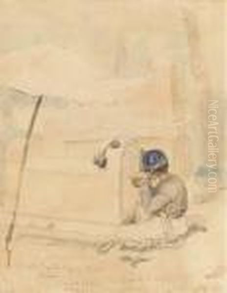 Inscrit Et Date 'artiste Juguda 
Kazaz Mifiz. 67 Ans. Vieux Sculpteur De Tombeaux De La Vallee De 
Josaphat A Tschafiktale- 1837 3 Uvi' Et '18 Aout.' Oil Painting by Auguste Raffet