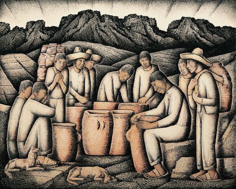 Alfareros Oil Painting by Alfredo Ramos Martinez