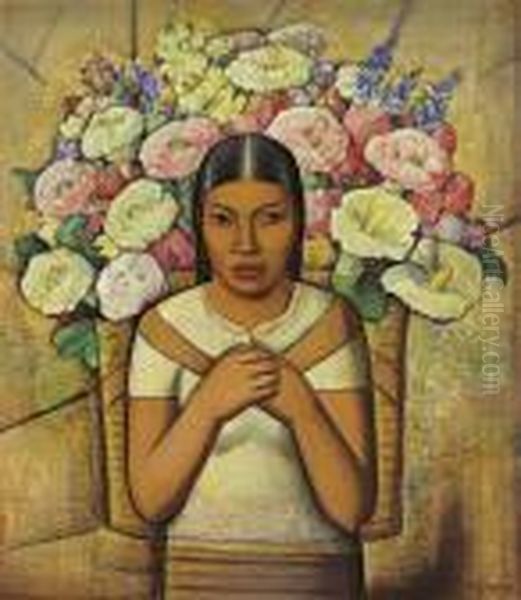 Vendedora De Flores Oil Painting by Alfredo Ramos Martinez