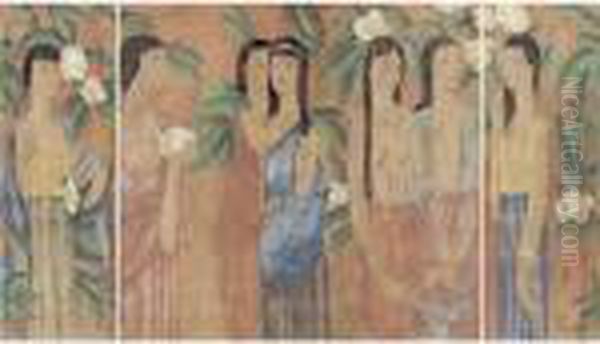 Indian Beauties Oil Painting by Alfredo Ramos Martinez