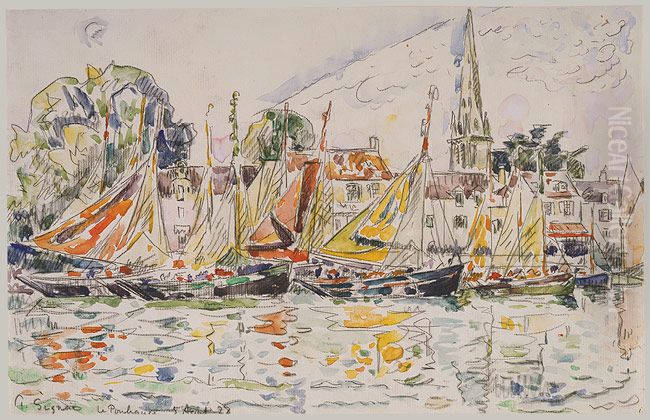 Fishing Boats Oil Painting by Paul Signac