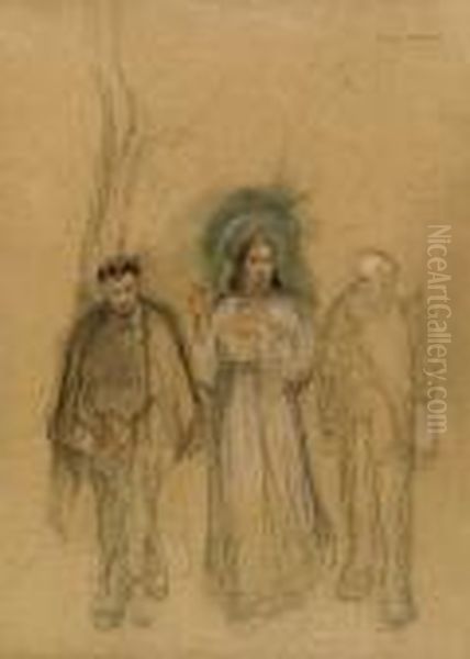 W Drodze Do Emaus Oil Painting by Jozef Rapacki