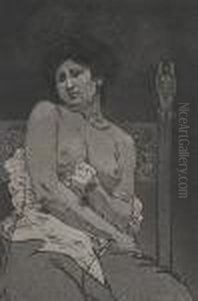 Sitzender Weiblicher Halbakt Oil Painting by Armand Rassenfosse