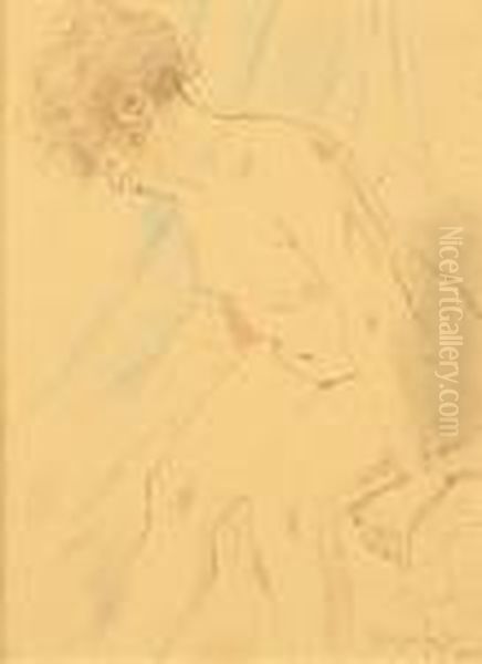 Seated Female Nude Oil Painting by Armand Rassenfosse