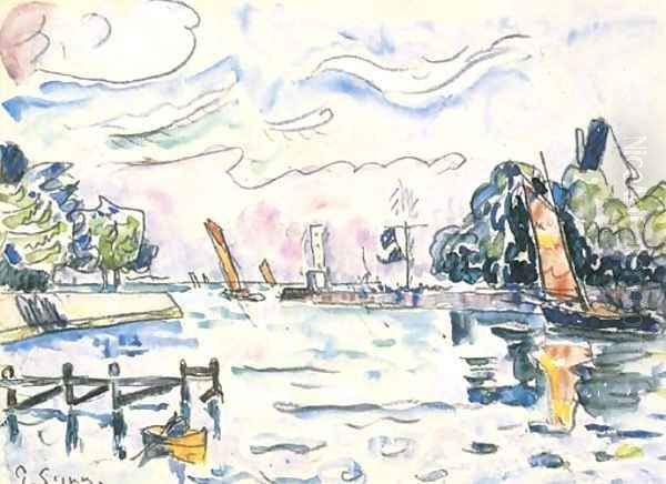 Vue du port, Trieux Oil Painting by Paul Signac