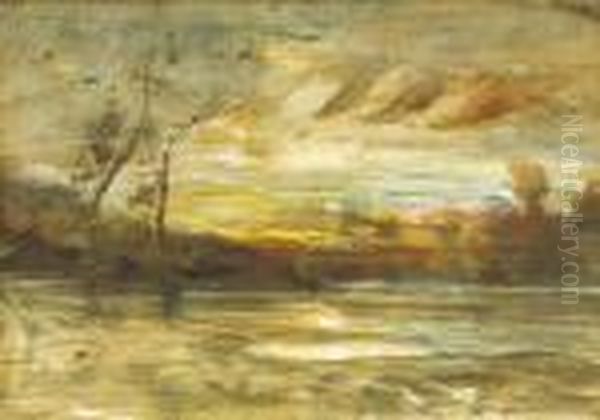 Paysage Aux Deux Arbres Oil Painting by Francois Auguste Ravier