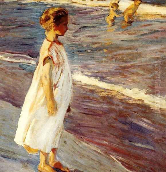 Girl on the beach Oil Painting by Joaquin Sorolla Y Bastida
