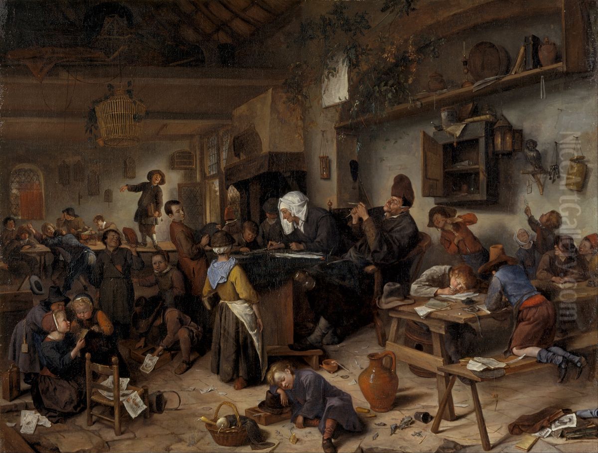 A School For Boys And Girls Oil Painting by Jan Steen