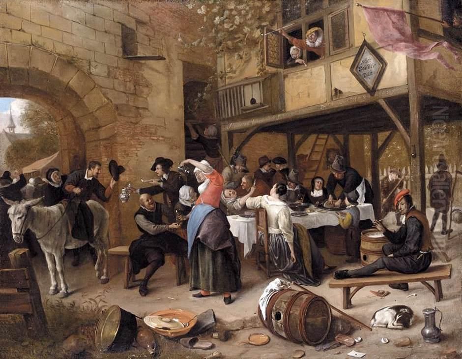 Feast of the Chamber of Rhetoricians near a Town-Gate Oil Painting by Jan Steen