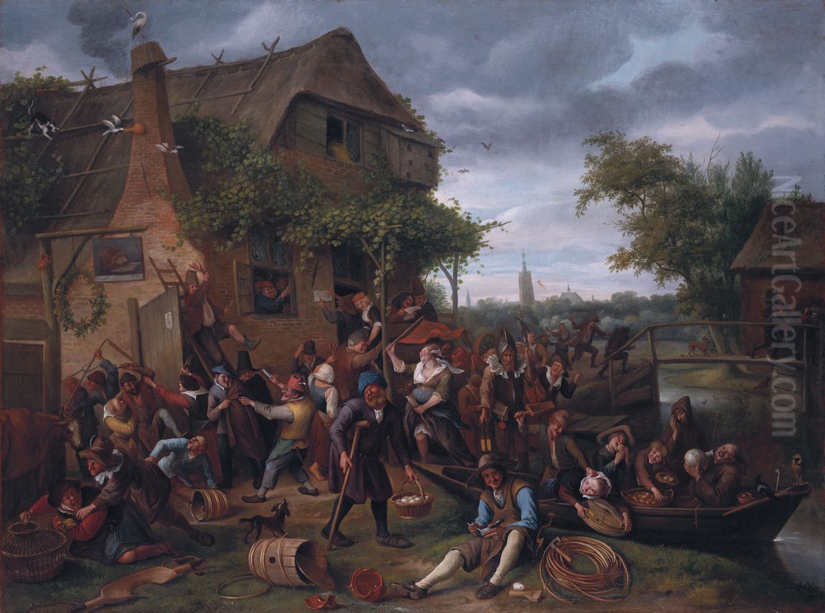 A Village Revel Oil Painting by Jan Steen