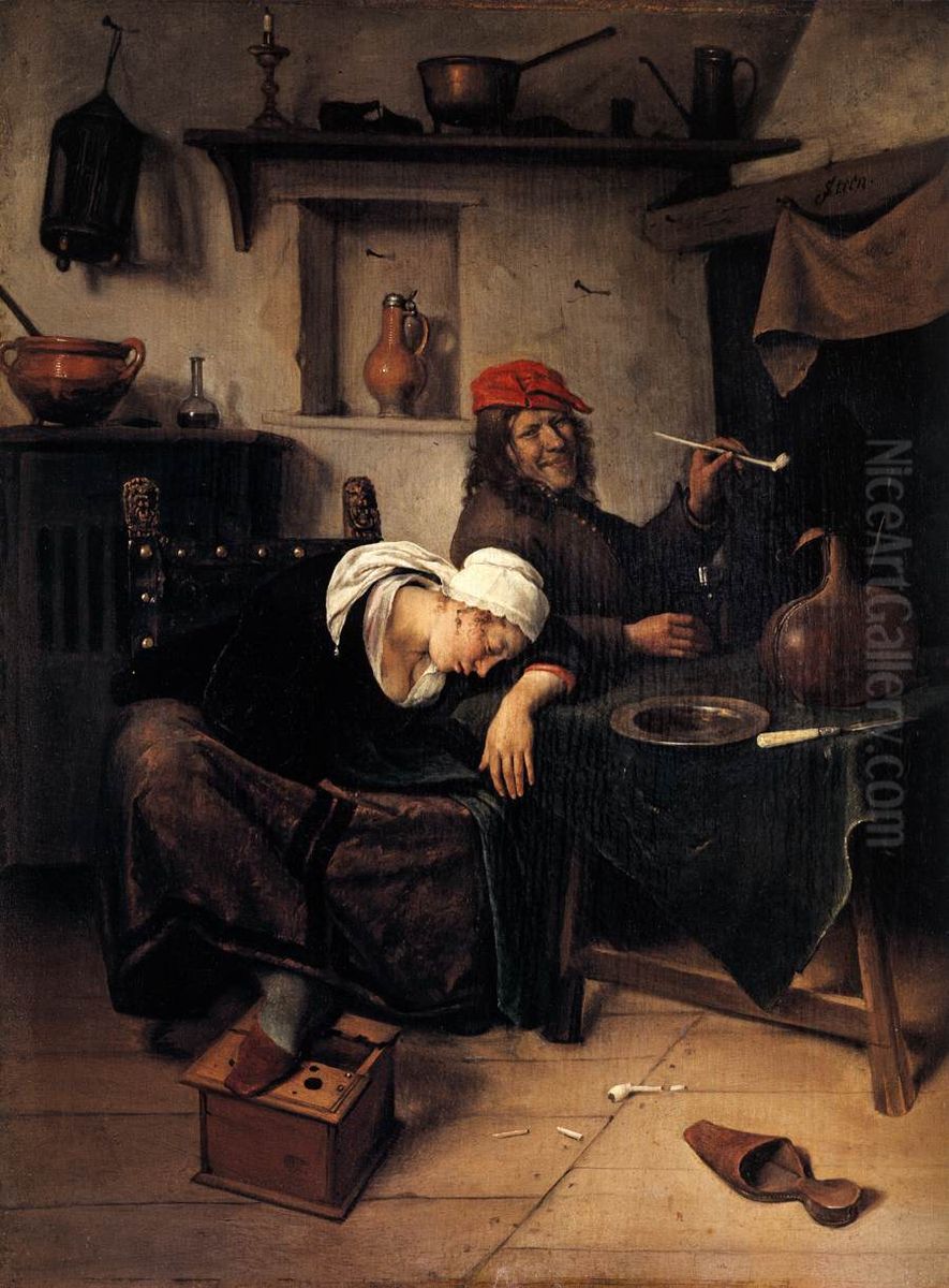 Idlers Oil Painting by Jan Steen