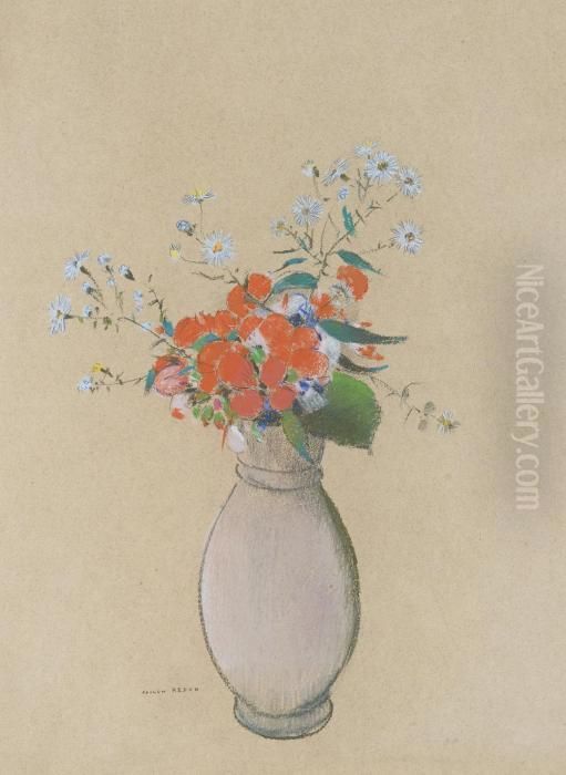 Vase De Fleurs Oil Painting by Odilon Redon