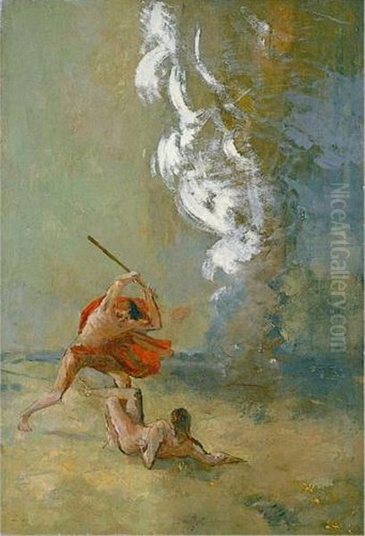 Cain Et Abel Oil Painting by Odilon Redon
