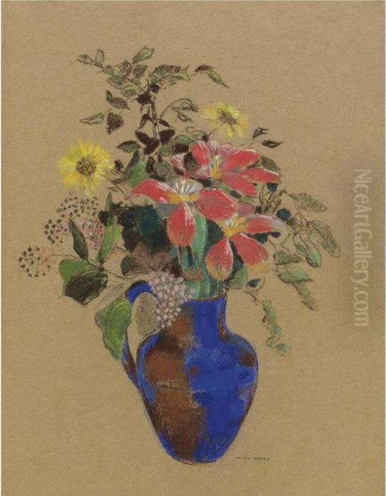 Vase De Fleurs Oil Painting by Odilon Redon