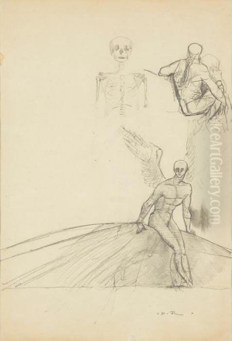 La Mort Et L'ange Dechu Oil Painting by Odilon Redon