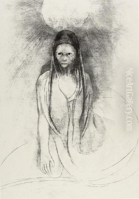 L'intelligence Fut A Moi! Je 
Devins Le Buddha. Blatt 12 Der Folge <tentation De Saint-antoine> Oil Painting by Odilon Redon