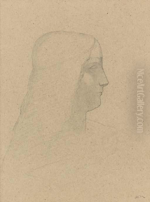 Profile De Femme Oil Painting by Odilon Redon