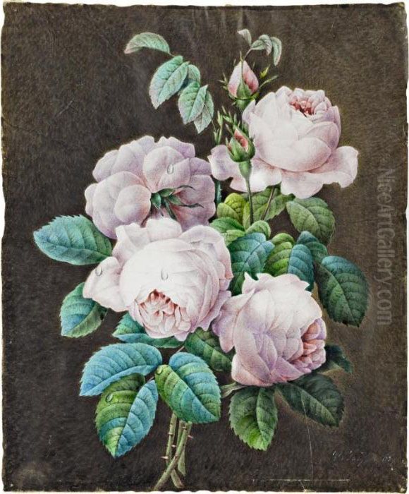 Bouquet De Roses [follower Of 
Pierre-joseph Redoute; Bouquet Of Roses; Watercolour And Gouache On 
Vellum Indisctincly Signed V.jacqu... And Dated 1839; Unframed] Oil Painting by Pierre-Joseph Redoute