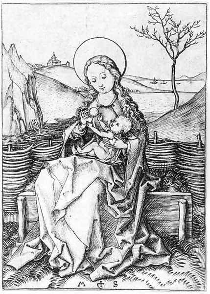 Madonna on the Turf Bench Oil Painting by Martin Schongauer